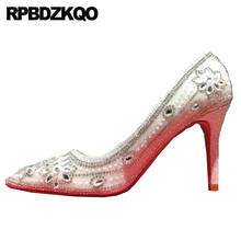Rhinestone Scarpin Size 4 34 Crystal 2021 Ladies Jewel Glitter High Heels Shoes Bride Pointed Toe 33 Diamond Pumps Silver Medium 2024 - buy cheap