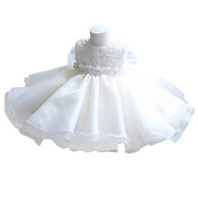 Детское платье для первого дня рождения на свадьбу костюм принцессы для девочек с бусинами кружевные Детские платья для маленьких девочек бальное платье для крещения 2024 - купить недорого