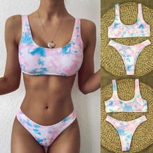 Conjunto de Bikini Tie-dye para mujer, bañador Sexy a la moda, traje de baño de dos piezas, Bikini femenino Plus XL, conjuntos # W 2024 - compra barato