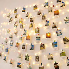 Guirnalda de luces LED con 50 Clips de colores para colgar fotos, decoración de pared para dormitorio, boda, funciona con USB, D30 2024 - compra barato