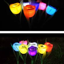 Energia solar lâmpada do gramado tulipa flor led luz jardim quintal ao ar livre paisagem decoração luzes