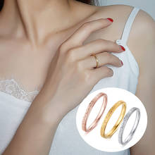 Elegant Matt Thin 2mm Ring For Women Stainless Steel Wedding Brands Plain Ring In Gold Color 2024 - buy cheap