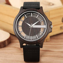 Unique Transparent Hollow-out Dial Retro Wood Watches Men's Watch Quartz Timepiece Leather  Band Clock Male Woody Gifts for Men 2024 - buy cheap