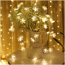 Guirnalda LED de copos de nieve para vacaciones, guirnaldas de luces alimentadas por batería, adornos colgantes, decoración para el hogar, fiesta, árbol de Navidad 2024 - compra barato