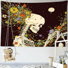 Skull King Meditating In astronaut Flower Tapestry Mandala Carpet Hippie Divination Tarot Ouija Witchcraft Wall Hanging Blanket 2024 - buy cheap