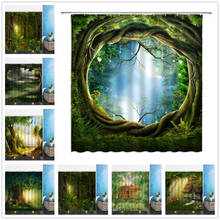 Занавеска для душа с изображением леса мечты, летняя занавеска для дома с деревом, 3D занавеска с изображением пейзажа для ванной, домашний декор, водонепроницаемая занавеска из полиэстера 2024 - купить недорого
