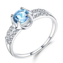 Женское кольцо с голубым топазом GEM'S BALLET, обручальное кольцо из серебра 925 пробы с натуральным швейцарским топазом 1,05ct, ювелирные украшения 2024 - купить недорого