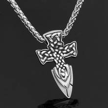 Nordic Viking Freyr Sword Amulet Stainless steel Pendant Necklace -With Valknut Rune Gift Bag 2024 - buy cheap