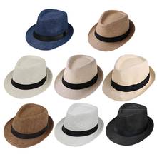 Летняя Пляжная соломенная шляпа для детей, джаз, Панама, шляпа Федора, гангстер, уличные дышащие шляпы для мальчиков и девочек, Новинка 2024 - купить недорого