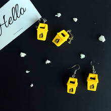 New Funny Creative Cute Yellow Trash Can Earrings for Women Handmad Dangle Earring Design E Girl indie Aesthetic Jewelry Gift 2024 - buy cheap