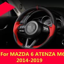 Funda de cuero para volante de coche MAZDA 6 ATENZA M6 2014-2019, cubierta de cuero para volante cosida a mano 2024 - compra barato