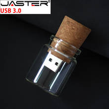 JASTER hot USB3.0 glass drift bottle soft wood flash drive USB 4GB 8GB 16GB 32GB 64GB pen drive wedding commemorative U disk 2024 - buy cheap