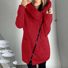 Casaco feminino de lã com capuz, jaqueta feminina com zíper largo 5xl para primavera e inverno 2021 2024 - compre barato