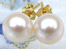 1017+++Fine 9mm AAA  perfect round white akoya pearl earring 18k solid yellow gold 2024 - buy cheap