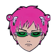 The Disastrous Life of Saiki K. Poster Pin Iconic Green Glasses & Pink Antennas Badge Who has all psychic related abilities! 2024 - buy cheap