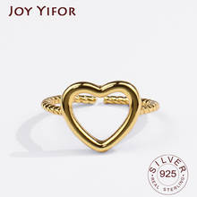 Anéis de prata esterlina para mulheres 925, formato de coração, cor dourada, vintage, casamento, joias da moda, grandes, ajustáveis, anéis antigos 2024 - compre barato