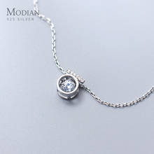 Modian Exquisite Swing Clear CZ Round Classic Sparkling Jewelry Fashion 925 Sterling Silver Wedding Necklace Pendant For Women 2024 - buy cheap