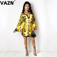 VAZN 2020 Autumn Hot High Quality Chiffon Retro Daily Regular Shirts Dress Full Sleeve Women Nature Straight Shirt Dress 2024 - buy cheap