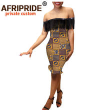 2020 african farbic summer dress for women AFRIPRIDE handmade strapless knee length cotton dress with tassel decoration A1825077 2024 - buy cheap