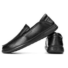 Zapatos de cuero genuino para hombre, mocasines formales informales sin cordones, cómodos, color negro, a la moda, 2021 2024 - compra barato