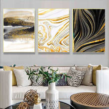 Moderno ouro e preto de luxo quadros em tela abstrata da arte parede posters e cópias fotos para sala estar decoração casa 2024 - compre barato
