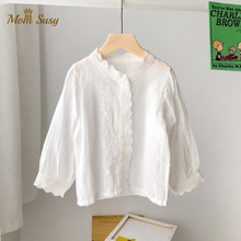 Baby Girl Lace Blouse Cotton Infant Toddler Girl Pincess Shirt Long Sleeve Autumn Spring White Blouse French Style Baby Clothes 2024 - buy cheap