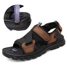 Sandália de couro sintético masculina, sandália de praia de dedo aberto à prova d'água para uso atlético e verão 2024 - compre barato