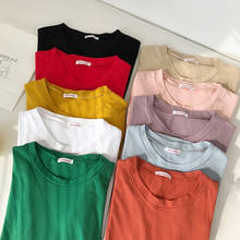 Casual T-shirt Women Cotton Tops Tshirt Loose white Tee shirt 2020 New Loose Korea style Tshirt Female summer Pink Dames 8 color 2024 - buy cheap