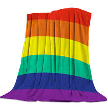 Flannel Blankets Colorful Stripe Lgbt Pride Rainbow Blanket Cushion Warm Throws on Sofa Bed Home Bedspread Travel Fleece Blanket 2024 - buy cheap