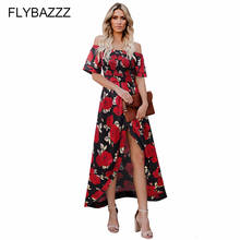 Vestido Retro De verano y otoño para mujer, Vestido Sexy con estampado Floral y hombros descubiertos, estilo bohemio, abertura alta, para Fiesta y playa 2024 - compra barato