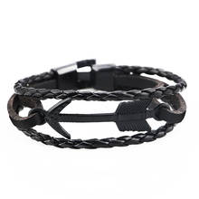 2020 Fashion Trendy Braid Leather Bracelet For Men Personality Design Black Arrow Charm Male Bracelet Bangle Jewelry pulseras 2024 - buy cheap