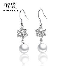 WEGARSTI Solid Silver 925 Pearl Star Drop Earrings Eardrop For Women Engagement Elegant Gift Noble Fine Jewelry 2024 - buy cheap