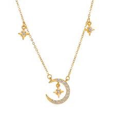 Collar de oro con forma de luna y estrella para mujer, gargantilla de circonio de cristal, fiesta y joyería para boda, regalo 2024 - compra barato