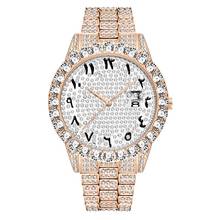 MISSFOX Dropshipping Arabic Numerals Diamond Watch Men Rose Gold Luxury Brand Watch 3Atm Japan Movt FF Unique Men Wrist Watch 2024 - buy cheap