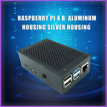 Алюминиевый Чехол для Raspberry Pi 4, серебристо-Черный Металлический Чехол | Теплоотвод с охлаждающим вентилятором для Raspberry Pi 4, Модель B 2024 - купить недорого