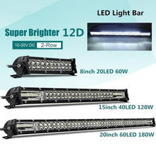 8/15/20 inch Offroad LED Light Bar Flood Light Spotlight Combo 180W 60LEDs Fog Work Light for Car Boat Truck SUV ATV 12/24V 2024 - buy cheap