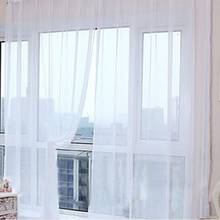 Fashion Simple Solid Colors Tulle Door Window Curtain Washable Drape Panel Sheer Scarf Valances Translucent Design 2024 - buy cheap