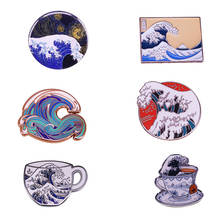 Great Wave enamel pin Japanese ukiyo-e artist Hokusai brooch Nature lovers jewelry 2024 - buy cheap