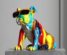 Estatua del hogar con gafas de Bulldog Francés para colgar, escultura de dibujo personalizada, diseño de perro, artesanía, figura de Animal, decoración del hogar 2024 - compra barato