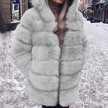 Winter Thick Warm Faux Fur Long Coat Women Plus Size Hooded Long Sleeve Faux Fur Jacket Luxury Winter Solid Color Fur Coats 2024 - buy cheap