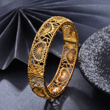 Wando Bangles 1pcs/lot Gold color Bangles for Women  Luxury Flower Bracelet Female Ethnic Yellow Gold Color Charms Jewelry 2024 - buy cheap