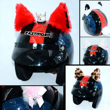 Decoração criativa de capacete para motocicleta, 2 tamanhos de orelhas de gato e diamante, pasta de pelúcia para decoração de capacetes para moto, estilo cosplay 2024 - compre barato