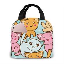 Portable Lunch Bag Cute Cats Thermal Insulated Lunch Box Tote Cooler Bag Bento Pouch Lunch Container Food Storage Bag 2024 - buy cheap