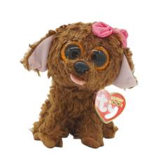 15 см Ty Beanie Boos с большими глазами, коричневая Тедди собака с розовым бантом, милый плюшевый успокаивающий спящий мягкий кукла, игрушка, подарок на день рождения для ребенка 2024 - купить недорого