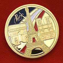 França paris ouro chapeado moedas 30*3mm marco torre arco triunfal 100th aniversário da revolução francesa 2024 - compre barato