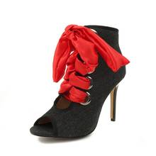 Sandalias de tacón alto con encaje para mujer, zapatos de talla grande 9, 10, 11 y 12, para verano 2024 - compra barato