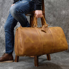 Luufan Big Capacity Genuine Leather Men Travel Bag Vintage Crazy Horse Leather Male Travel Duffel leather Luggage weekend bag 2024 - buy cheap