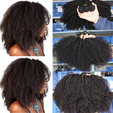 Extensão de cabelo encaracolado afro mongol, mechas de cabelo 100% humano com fechamento, 4b e 4c, 3 mechas pretas naturais, remy 2024 - compre barato