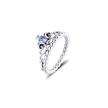 Cinderella Blue Tiara Ring 925 Sterling-Silver-Jewelry DIY Fashion European Jewelry For Women Wholesale Woman Gift Rings 2024 - buy cheap