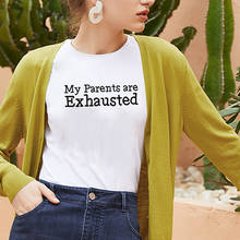 EXHAUSTED Stylish T Shirt for Women Summer O-neck Tee Shirt Femme Short Sleeve Women Cotton T Shirt Top Harajuku T-shirt Femme 2024 - buy cheap